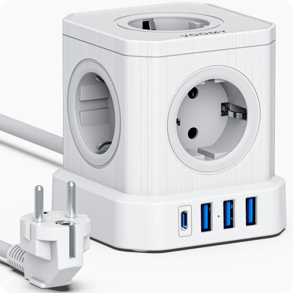 Stekkerdoos - 5-voudig - USB - Voomy
