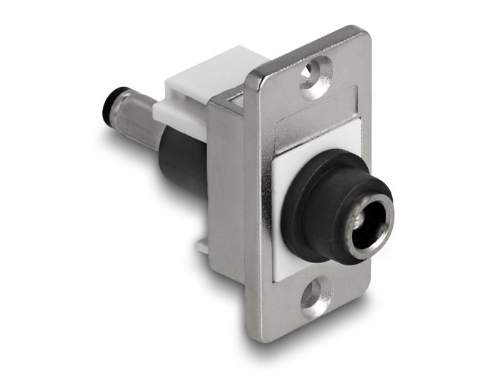 Delock Panel Mount DC 5,5 x 2,5 mm Jack naar DC 5,5 x 2,5 mm Stekker zilver