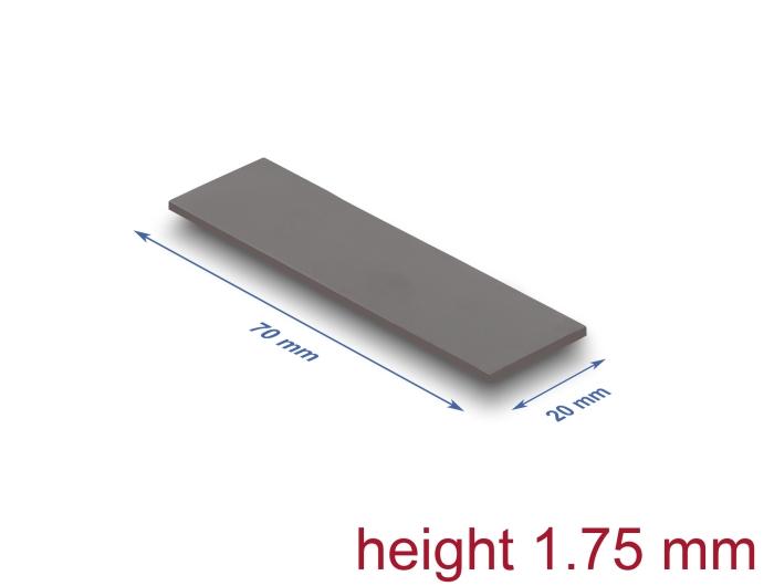 Delock Wärmeleitpad 70 x 20 x 1,75 mm pour modules M.2 3,2 W/mK - Low Oil