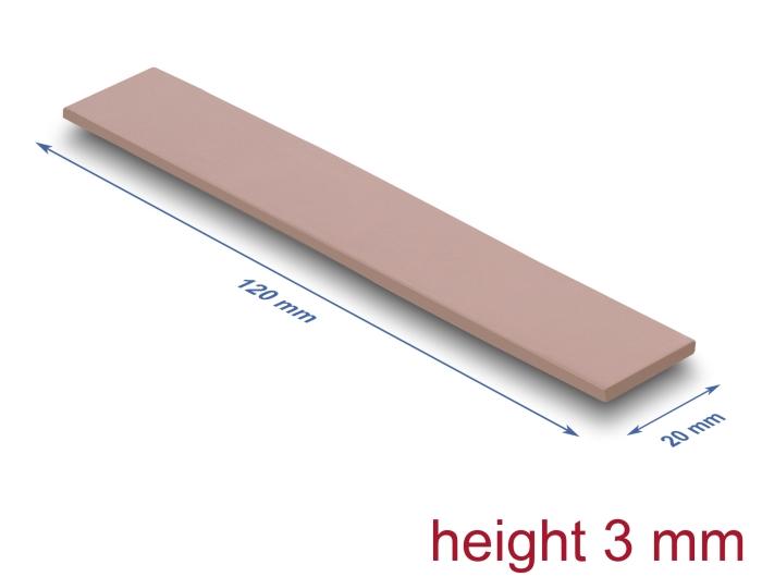 Delock Wärmeleitpad 120 x 20 x 3 mm pour modules M.2 3,0 W/mK - sans silicone