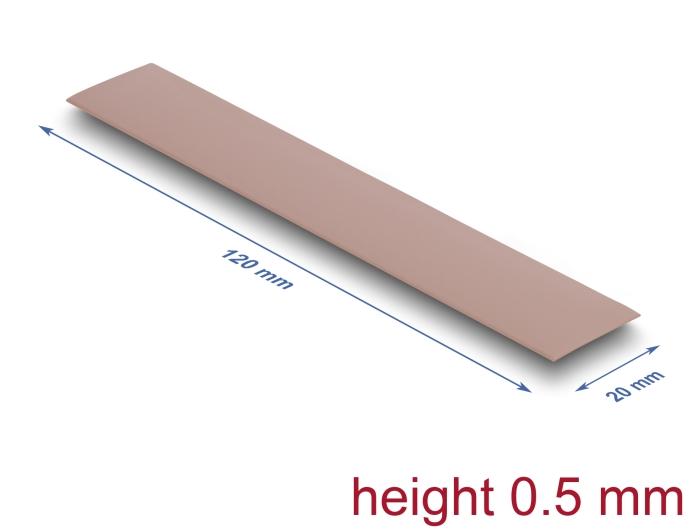 Delock Wärmeleitpad 120 x 20 x 0,5 mm pour modules M.2 3,0 W/mK - Sans silicone
