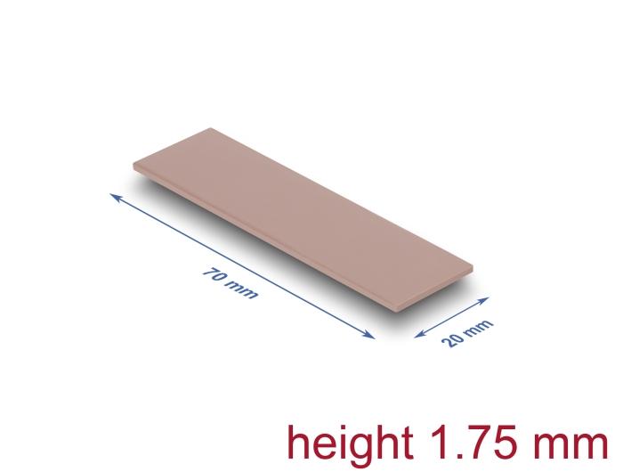 Delock Wärmeleitpad 70 x 20 x 1,75 mm pour modules M.2 3,0 W/mK - Sans silicone