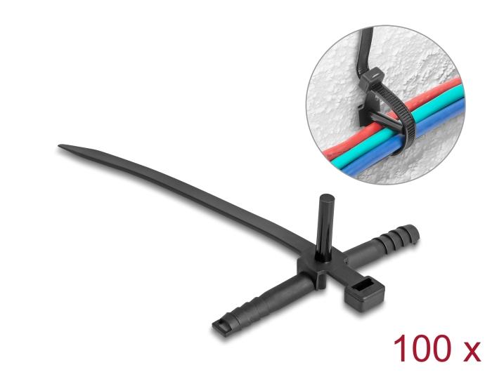 Delock Attache-câble avec cheville L 150 x l 7,0 mm noir 100 pièces