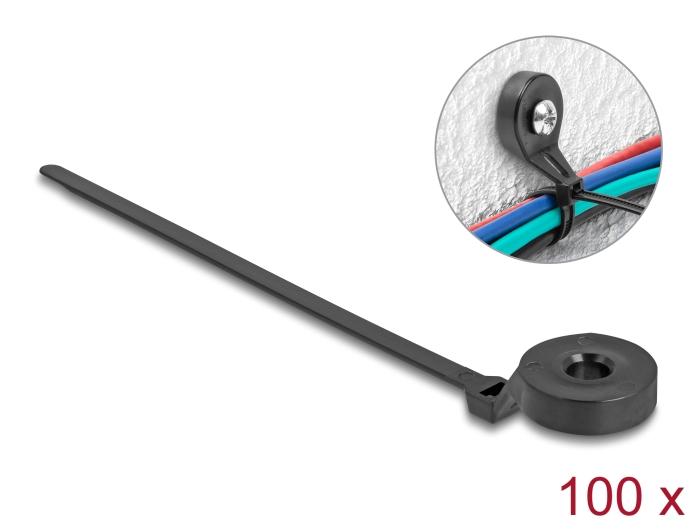 Delock Kabelbinders met bevestigingsoog L 180 x B 6 mm zwart 100 stuks