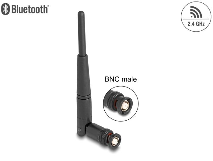 Delock WiFi 2,4 GHz Antenne Connecteur BNC 2 dBi 14,5 cm omnidirectionnelle avec