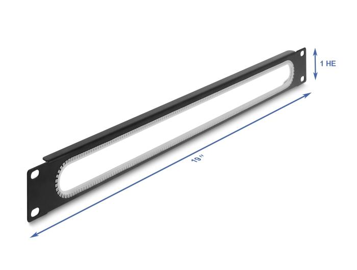 Delock 19″ 1 HE Kabeldoorvoer met kantbescherming zwart