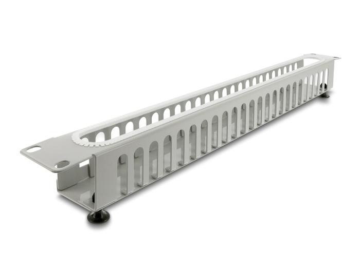 Delock 19″ 1 HE Patchpanel de gestion de câbles avec ouverture et protection des bords