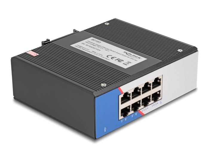 Delock Industrie Gigabit Ethernet Switch 8-poorts RJ45 voor DIN-rail
