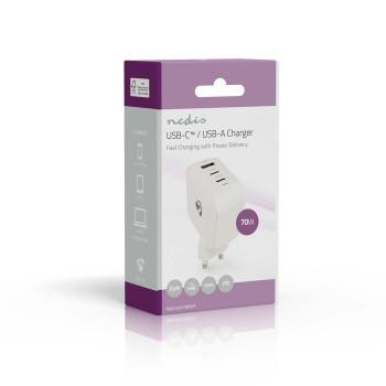 Chargeur 70 W GaN PD3.0 Fonction de charge rapide 1.5 / 2.25 / 2.5 / 3.0 / - Nedis