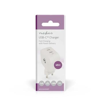 Chargeur 45 W GaN PD3.0 Fonction de charge rapide 2.25 / 3.0 A Sorties : - Nedis
