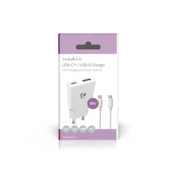 Chargeur 30 W GaN PD3.0 30W Fonction de charge rapide 1.5 / 2.0 / 2.5 / - Nedis