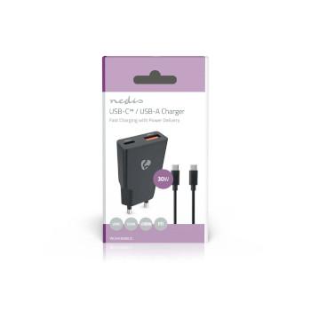 Chargeur 30 W GaN PD3.0 30W Fonction de charge rapide 1.5 / 2.0 / 2.5 / - Nedis