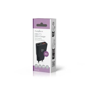 Chargeur 30 W GaN PD3.0 30W Fonction de charge rapide 1.5 / 2.0 / 2.5 / - Nedis