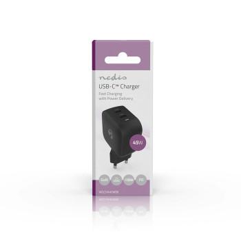 Chargeur 45 W GaN PD3.0 Fonction de charge rapide 2.25 / 3.0 A Sorties : - Nedis
