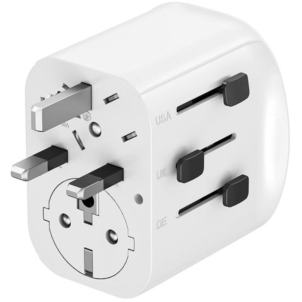 Prise de voyage universelle mise à la terre avec chargeur USB, 15 W, blanche