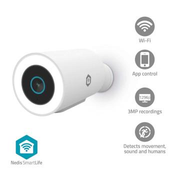 Caméra Extérieure SmartLife Wi-Fi Spotlight 3MP Full HD 1296p - Nedis
