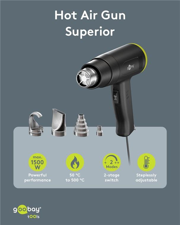 Pistolet à air chaud Superior, 1500 W - Goobay Tools