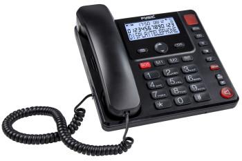 Bedrade telefoon met grote toetsen en display voor senioren Zwart - Fysic