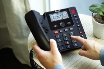Bedrade telefoon met grote toetsen en display voor senioren Zwart - Fysic