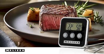Thermomètre à viande jusqu'à 250C Minuterie avec alarme Écran LCD - MELISSA