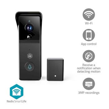 SmartLife Sonnette Alimenté par batterie 3MP Full HD 1296p Cloud - Nedis