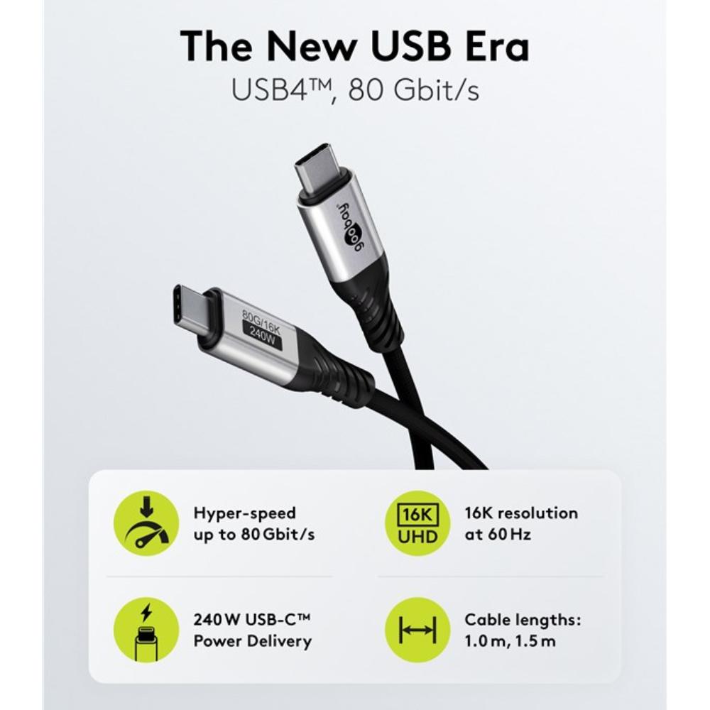 Câble USB-C 4 - version 2 - 80 Gbps - 240 watts