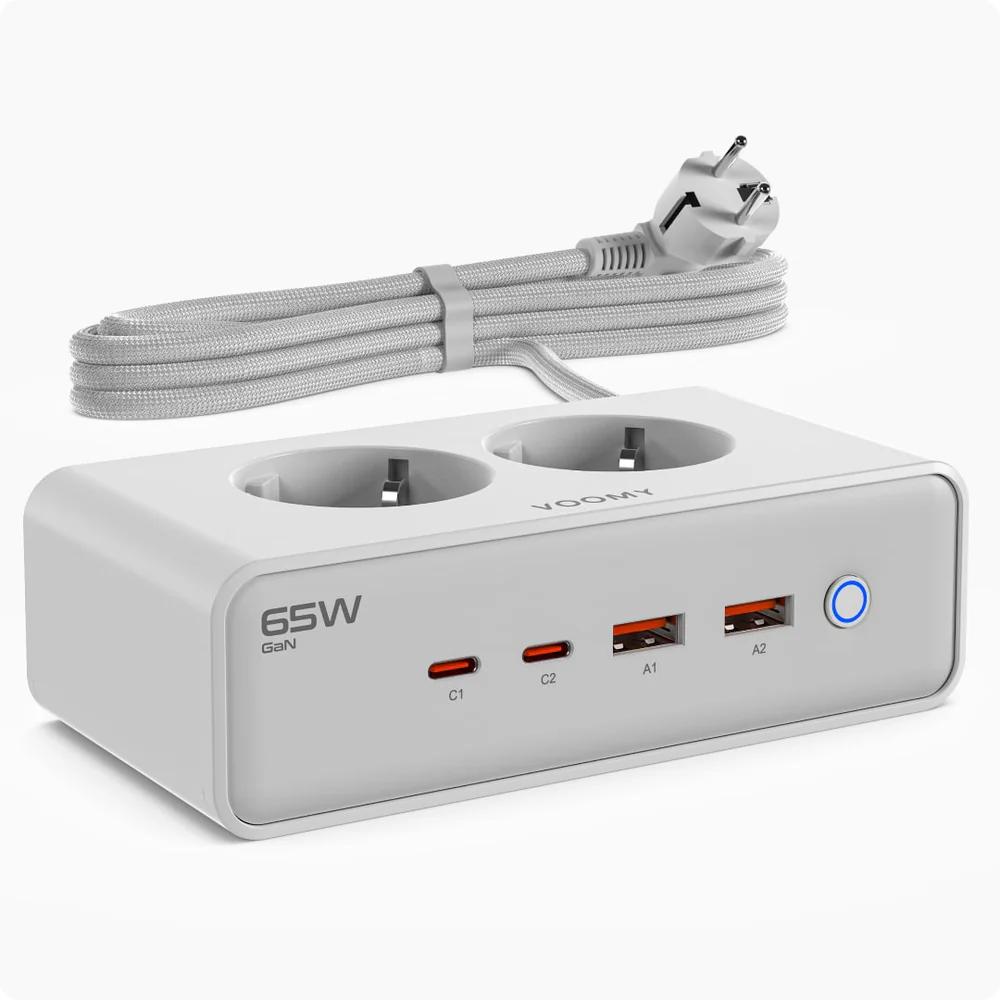 Stekkerdoos met 2 stopcontacten, 2× USB C en 2× USB A (65 W)