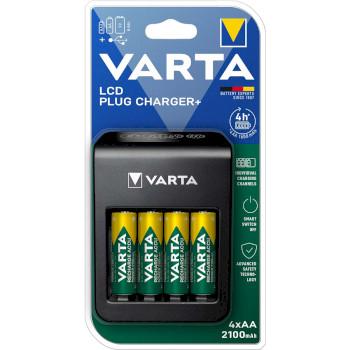 NiMH LCD Plug Charger+ (AA, AAA & 9 Volt) incluant 4x AA 2100 mAh - Varta
