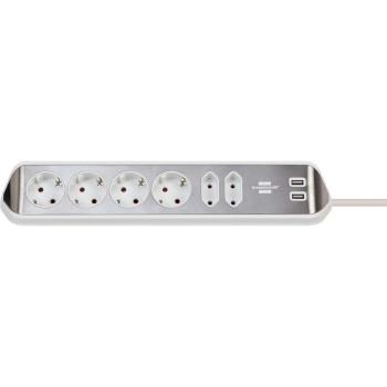 Estilo 6-voudige hoek-stopcontactstrip met hoogwaardig RVS-oppervlak voor - Brennenstuhl