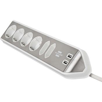 Estilo 6-voudige hoek-stopcontactstrip met hoogwaardig RVS-oppervlak voor - Brennenstuhl