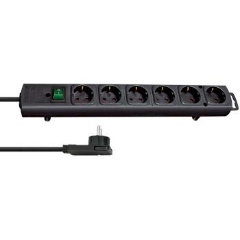 Comfort-Line Plus stekkerdoos met platte stekker 6-voudig Zwart 2.00 m - Brennenstuhl