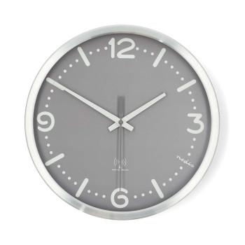 Horloge mural Diamètre : 300 mm Aluminium Heure radiocommandée Silencieux - Nedis