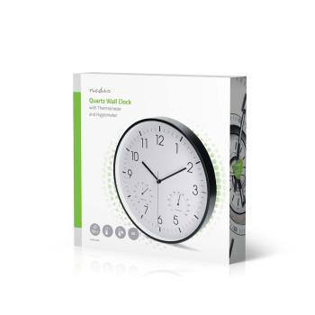 Wandklok Diameter: 300 mm Kunststof Stille beweging Thermometer - Nedis