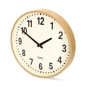 Horloge mural Diamètre : 300 mm Plastique Mouvement silencieux Bois - Nedis