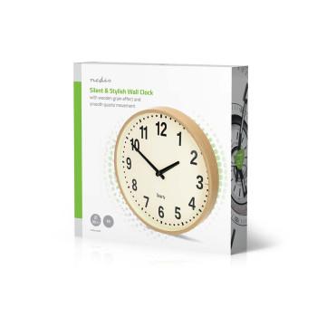 Horloge mural Diamètre : 300 mm Plastique Mouvement silencieux Bois - Nedis