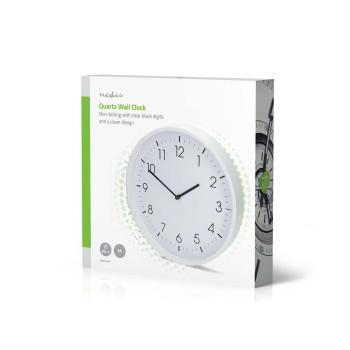 Wandklok Diameter: 300 mm Kunststof Stille beweging Wit - Nedis