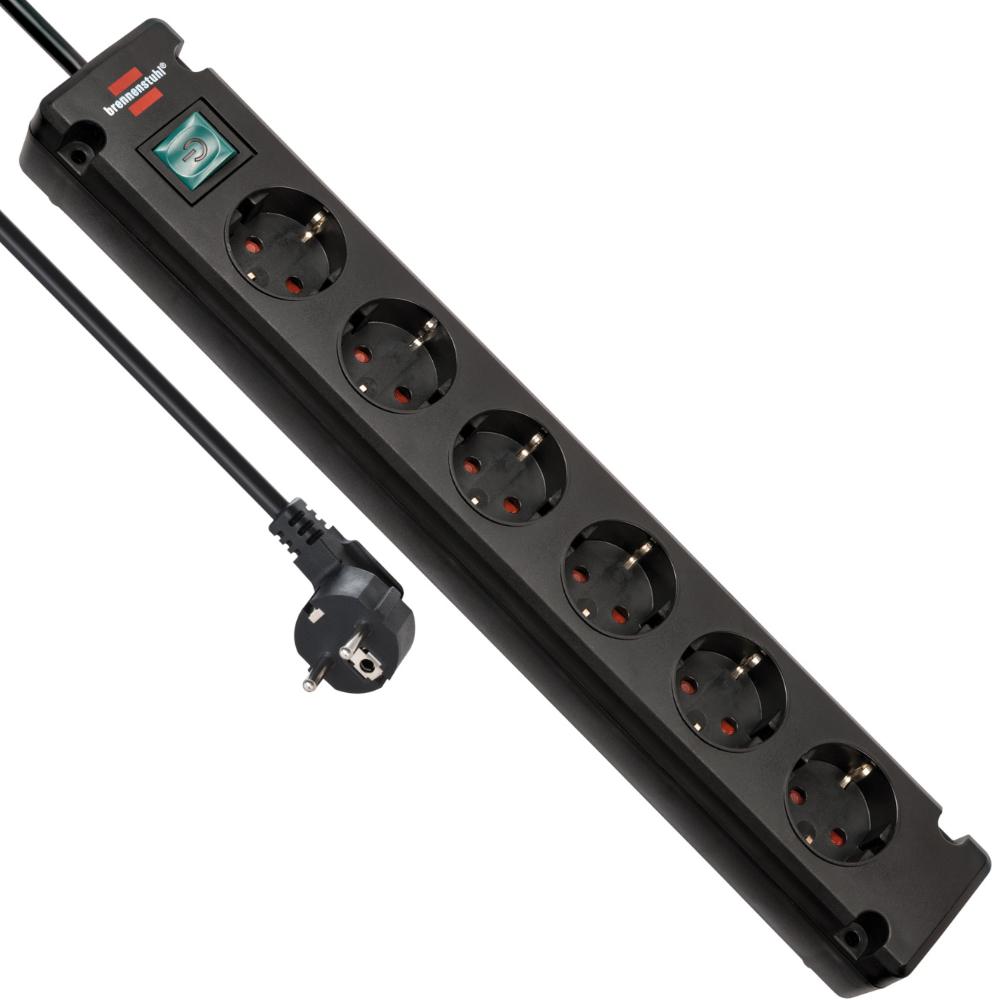 Bremounta 6x avec interrupteur 3m noir - Brennenstuhl