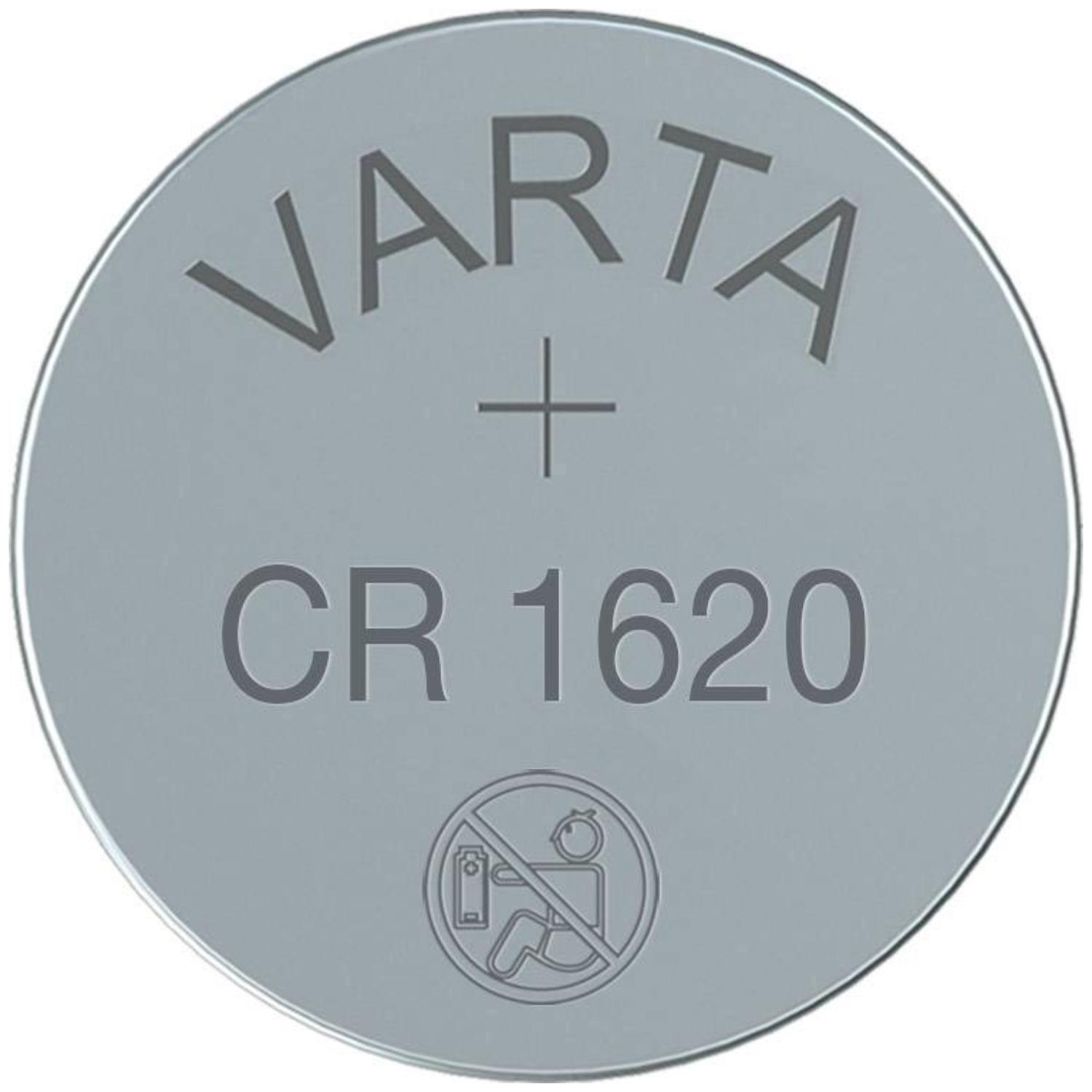 Pile bouton au lithium - CR1620 - Quantité : 1 pièce Marque : Varta  Capacité : 60 mAh Tension : 3 Volts Système : Lithium Code IEC : CR1620