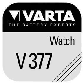 Pile de montre VARTA - VARTA type : V377 Tension : 1,55 Système : argent  Capacité : 27 mAh Code IEC : SR66